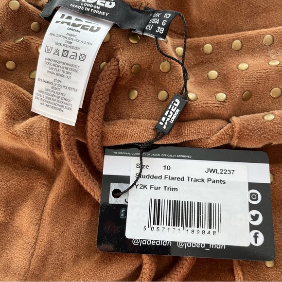 JADED LONDON y2k fur trim pants🤎 - Picture 4 of 7